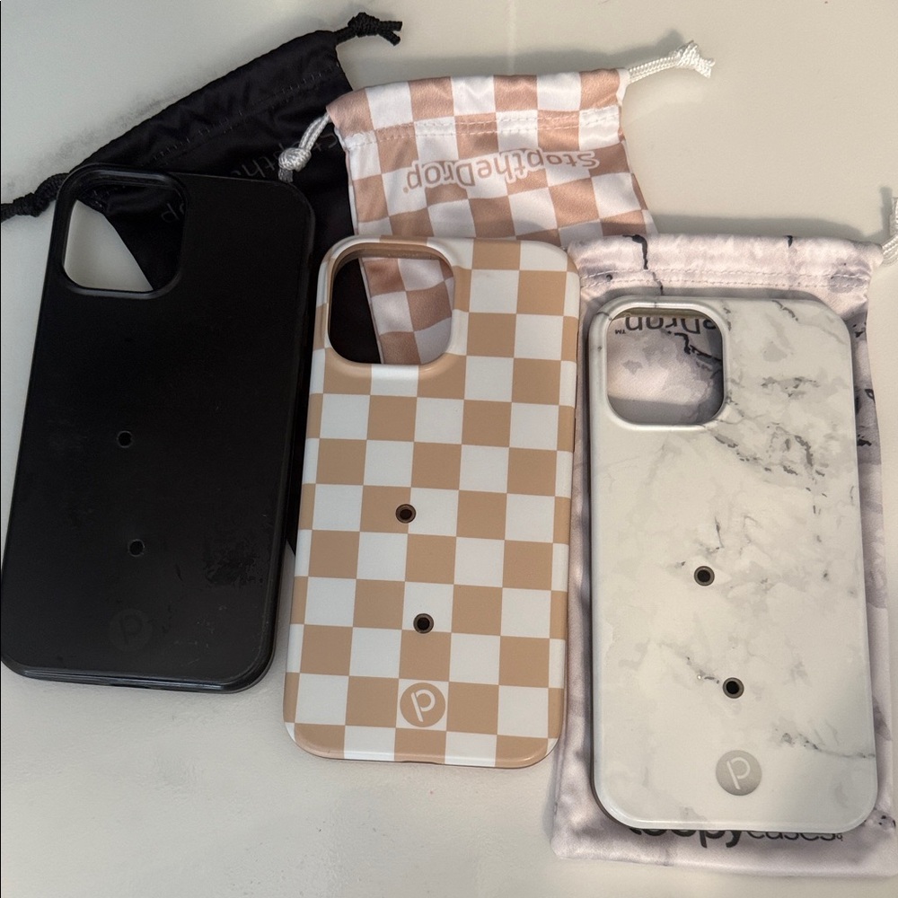 Loopy Case Set - Black, Tan Checkered, White Marble
